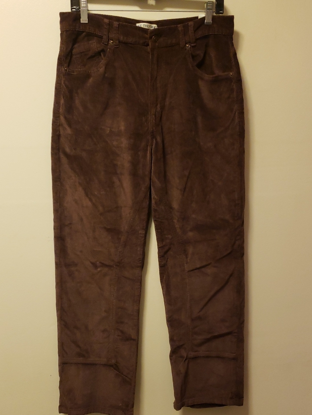 New We The Free Dark Brown Corduroy High Rise Risk Taker Straight Leg Pants